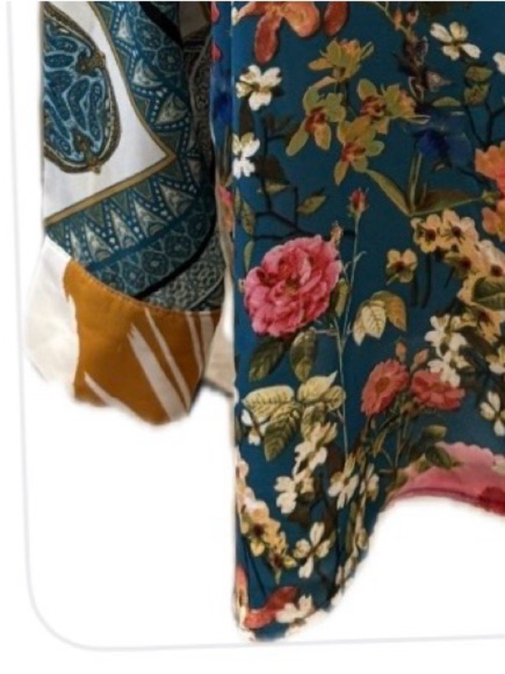 Rose & Olive Floral Multi Color Long Sleeves Button Up Blouse M - Picture 5 of 10